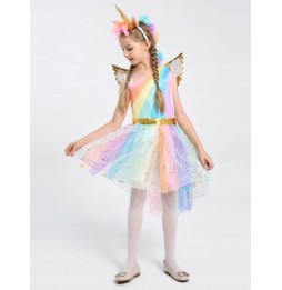 Strój Kostium UNICORN Przebranie Sukienka Skrzydła JEDNOROŻEC