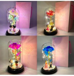 Wieczna Róża w Szkle Szklana LED Pudełko Prezent