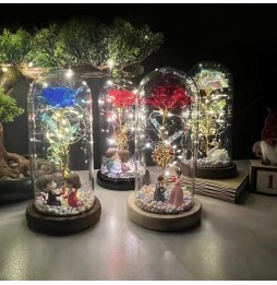 Wieczna Róża w Szkle Szklana LED Pudełko Prezent