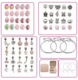 Mega Zestaw do Robienia Bransoletek Koraliki Charms Pudełko Prezent