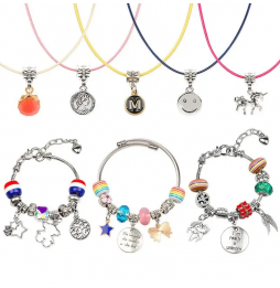 Kreatywny Zestaw Koraliki do Robienia Bransoletek Biżuterii Sznurki Ozdoby na Prezent