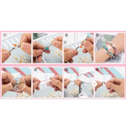 Kreatywny Zestaw Koraliki do Robienia Bransoletek Biżuterii Sznurki Ozdoby na Prezent