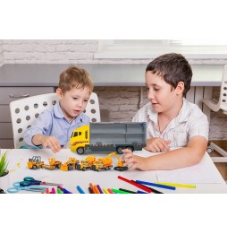 Ciężarówka TIR Laweta Zestaw 6 Aut Maszyny Budowlane Auta XL