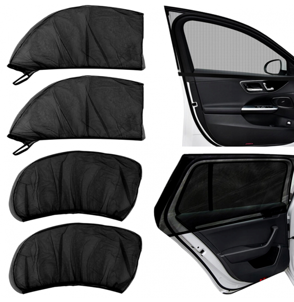 4x Moskitiera Samochodowa na Szybę Osłona Przeciwsłoneczna do Auta Zasłonki Przód Tył