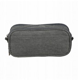 Duży Piórnik Szkolny Trzykomorowy Saszetka Zamek Piórnik do Szkoły Szary