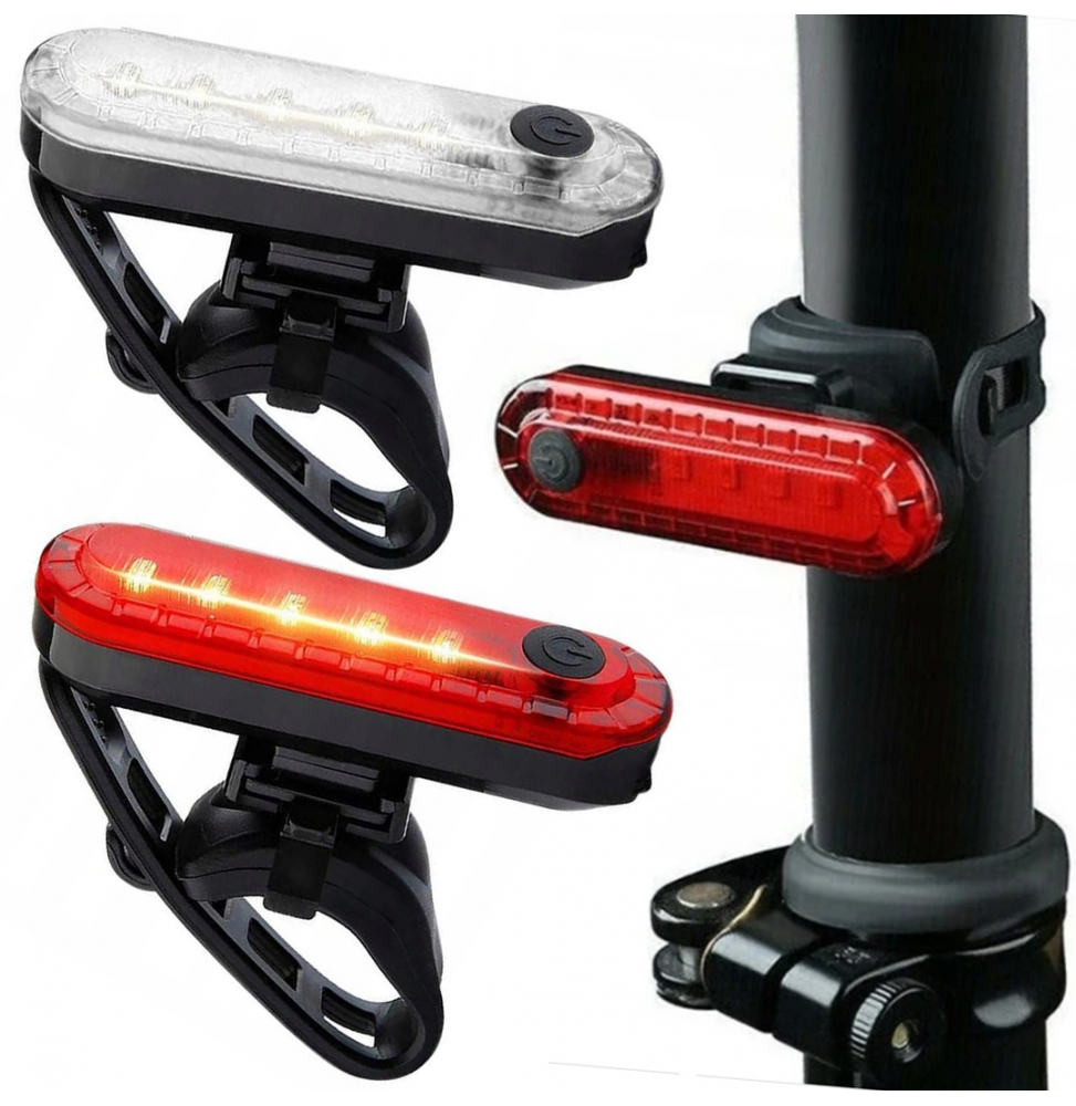 Lampka Rowerowa LED Przód Tył USB Wodoodporna IPX4 100m 3 Tryby Świecenia + Uchwyt