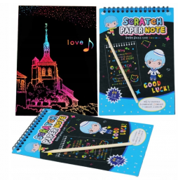 Wydrapywanka Notes do Zdrapywania 10 Kartek + Drewniany Rysik Kreatywna Zabawa Prezent